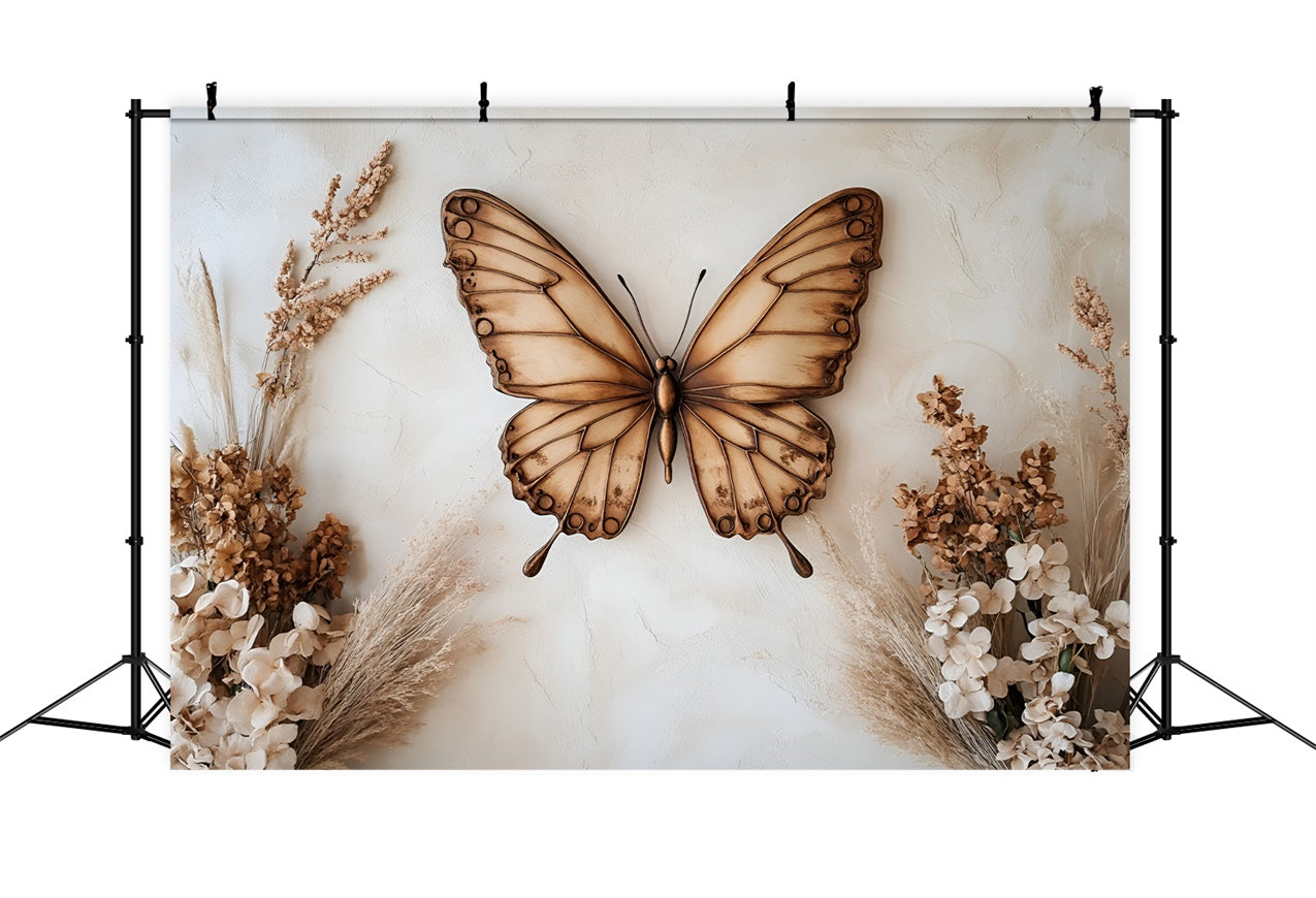 Boudoir Backdrops Vintage Butterfly Dried Flowers Backdrop UK BRP1-452