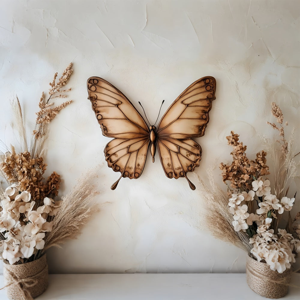 Boudoir Backdrops Vintage Butterfly Dried Flowers Backdrop UK BRP1-452