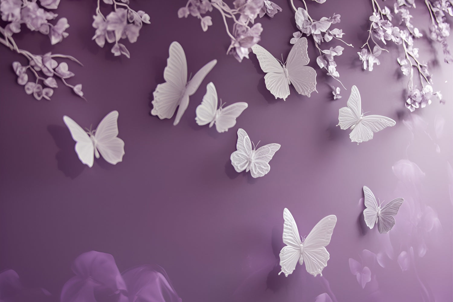 Boudoir Backdrop Delicate Orchid Butterfly Backdrop UK BRP1-456