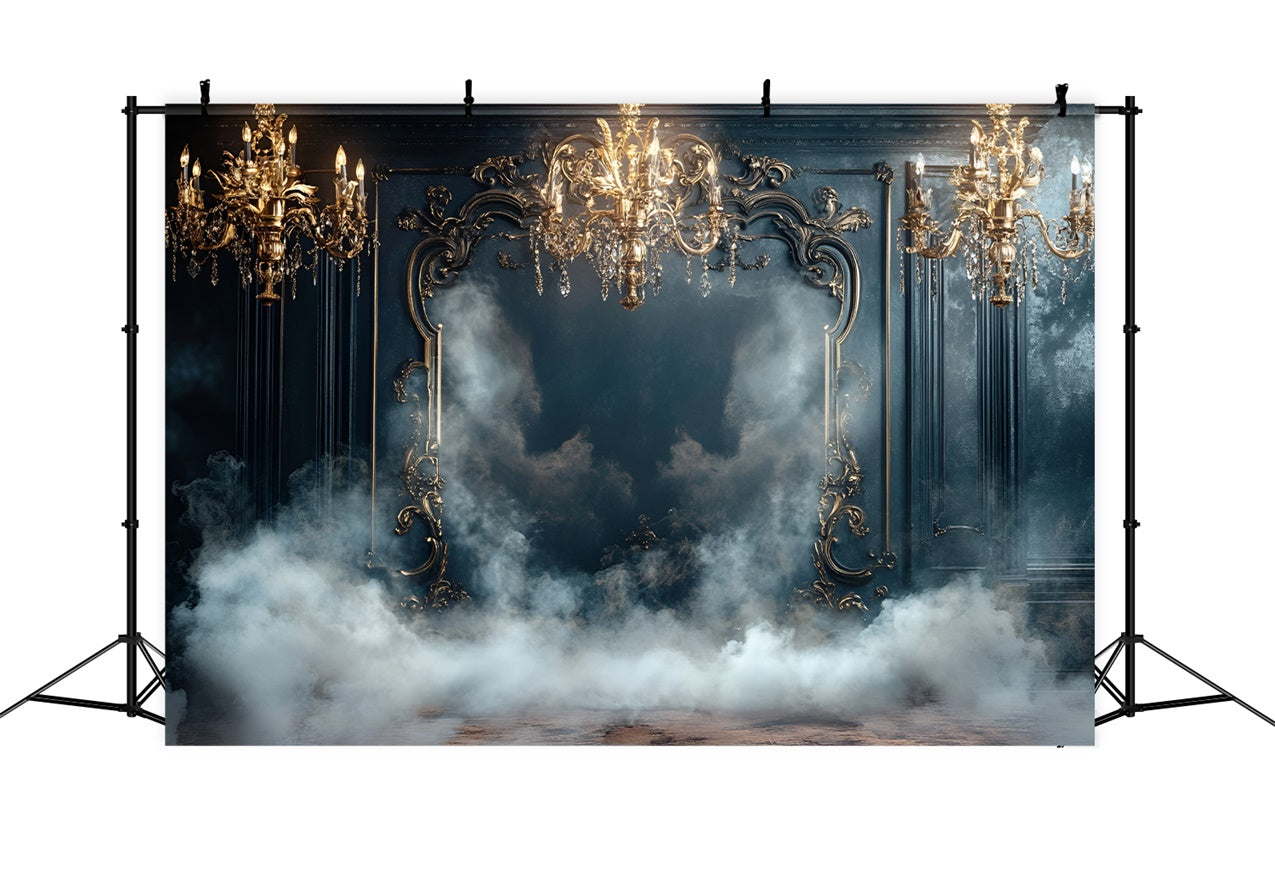 Boudoir Backdrops Chandeliers Baroque Misty Frame Backdrop UK BRP1-458