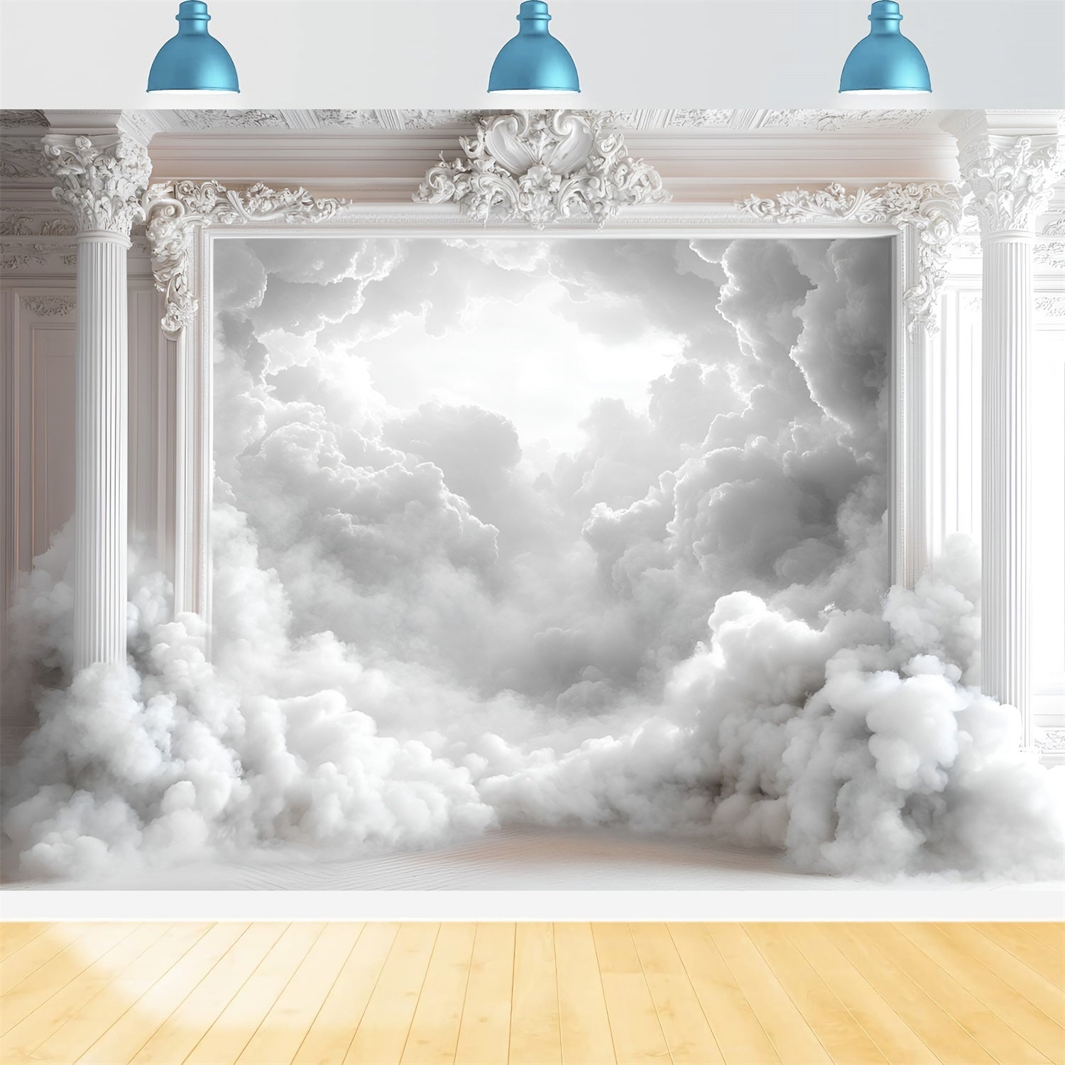 Boudoir Photo Backdrops Elegant White Columns Cloud Backdrop UK BRP1-460