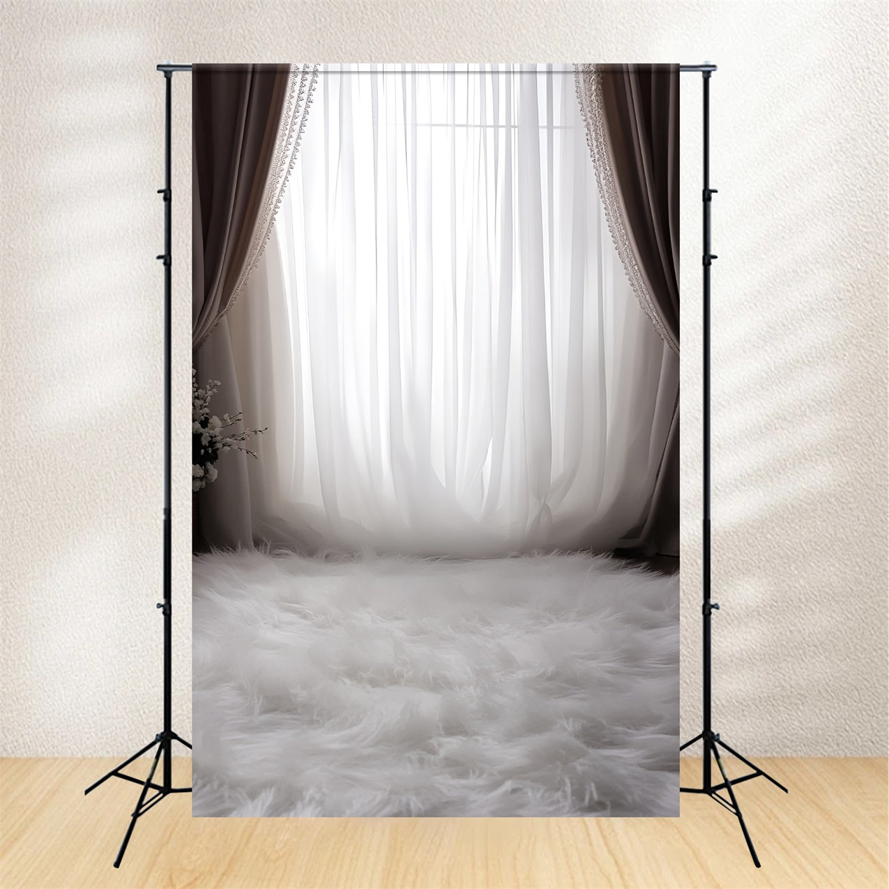 Boudoir Backdrop Vintage Elegance Curtain Fur Backdrop UK BRP1-468