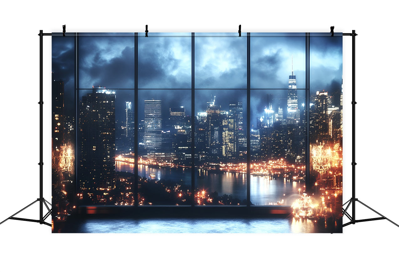 Boudoir Photography Backdrops Cityscape Night Window Backdrop UK BRP1-471