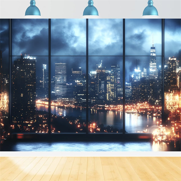 Boudoir Photography Backdrops Cityscape Night Window Backdrop UK BRP1-471