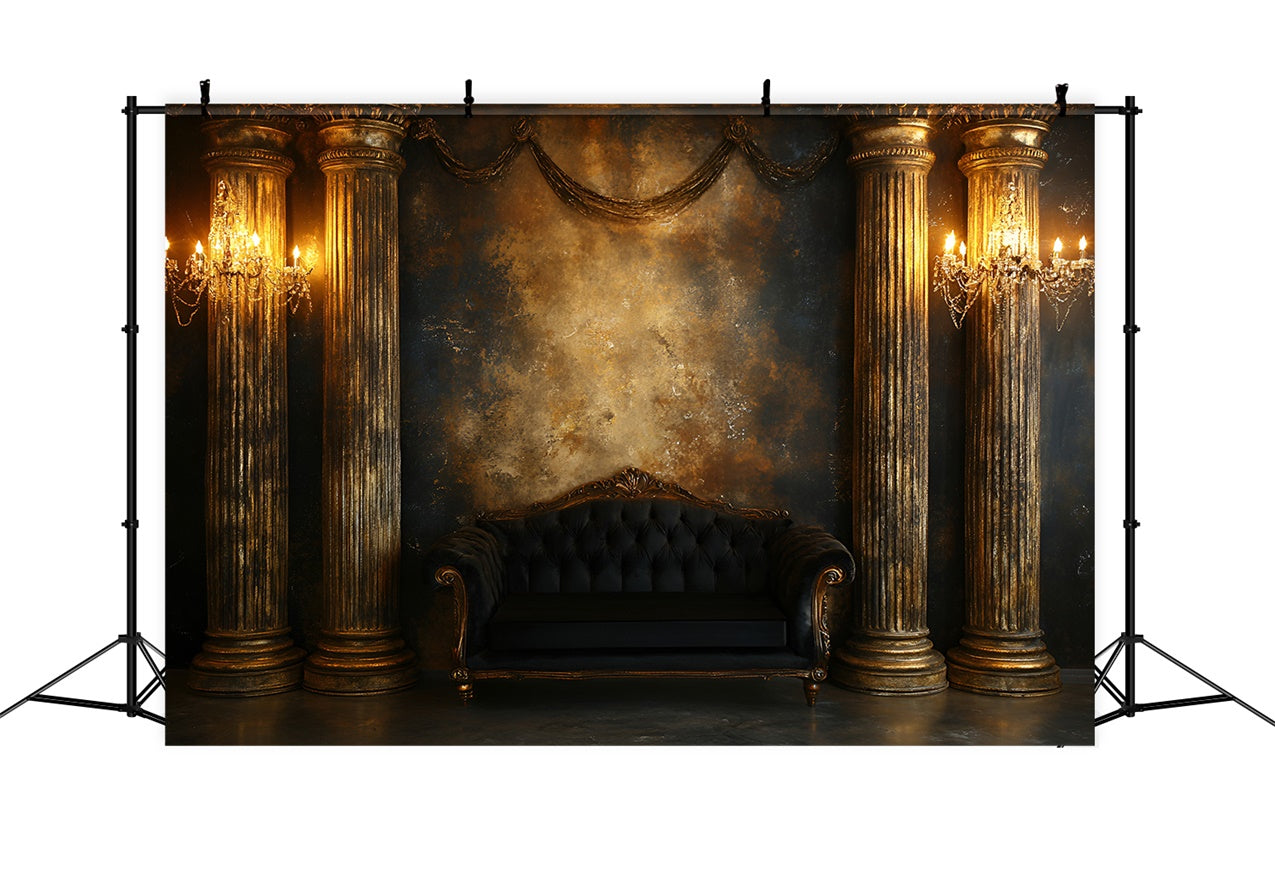 Boudoir Backdrop Vintage Gold Column Room Backdrop UK BRP1-473