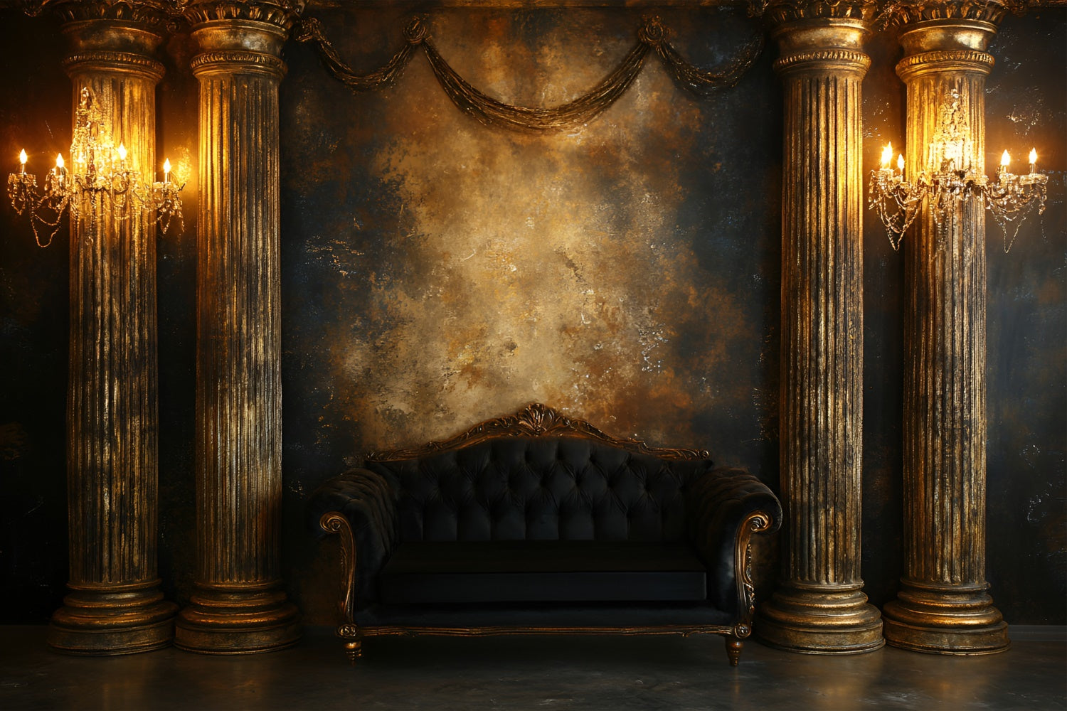 Boudoir Backdrop Vintage Gold Column Room Backdrop UK BRP1-473