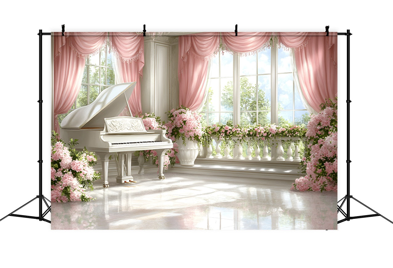 Boudoir Backdrops Floral Piano Window Scene Backdrop UK BRP1-474