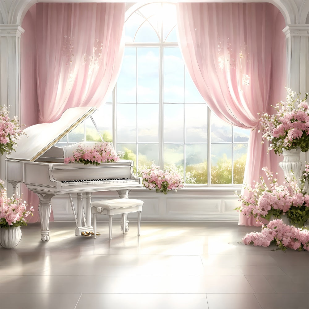 Boudoir Photo Backdrops Piano Floral Window Scene Backdrop UK BRP1-475