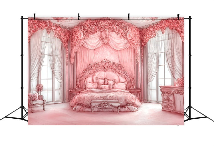 Boudoir Backdrop Ideas Pink Themed Royal Bedroom Backdrop UK BRP1-476