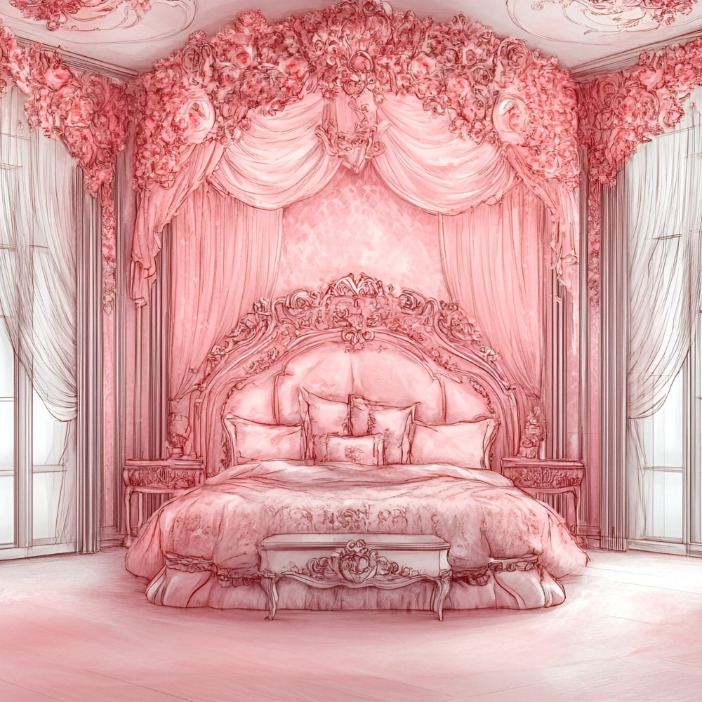 Boudoir Backdrop Ideas Pink Themed Royal Bedroom Backdrop UK BRP1-476