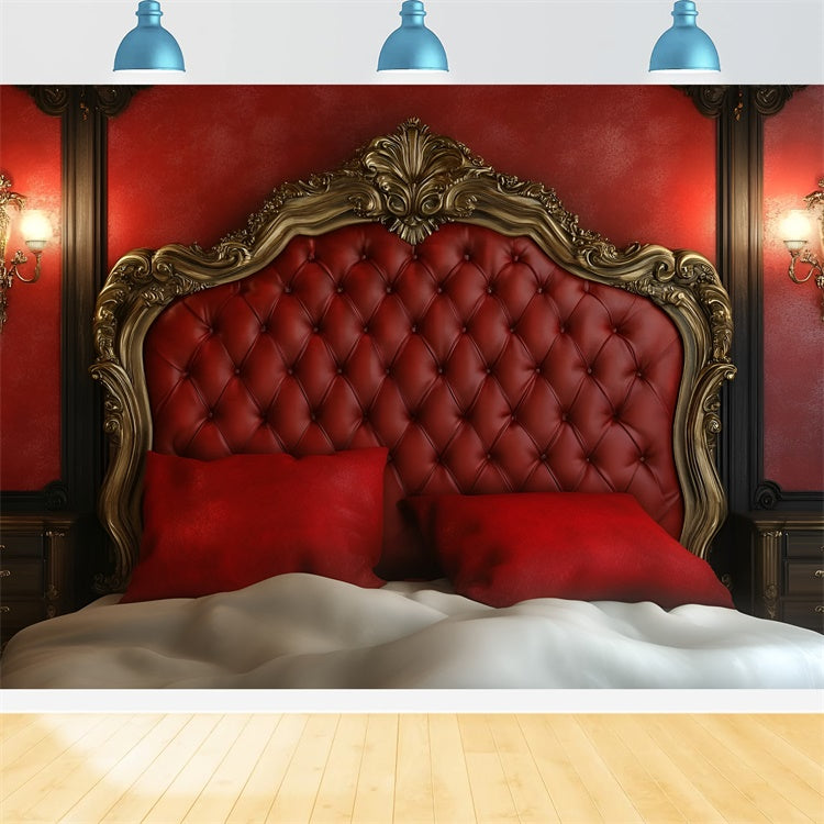 Boudoir Photography Backdrops Baroque Red Headboard Decor Backdrop UK BRP1-484