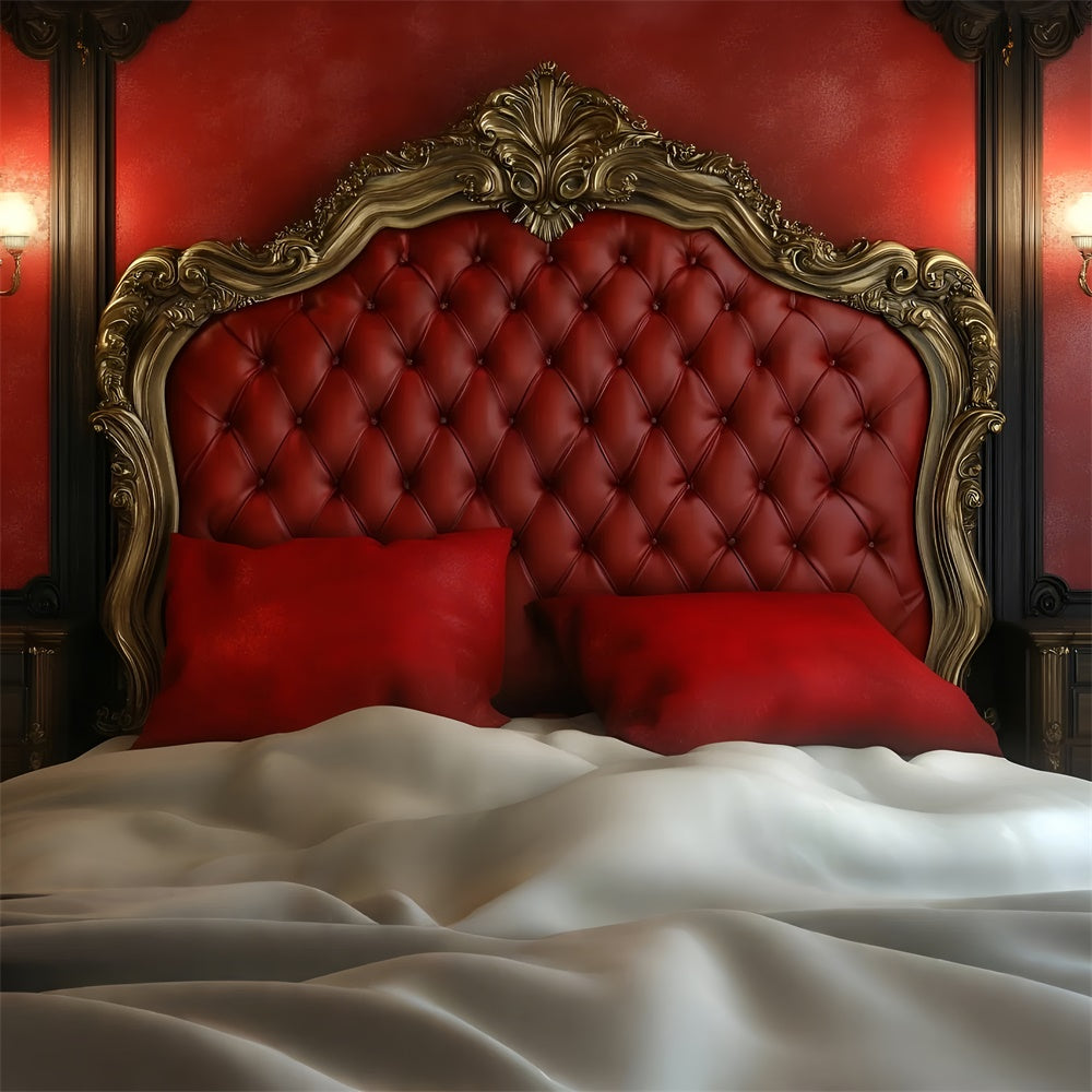 Boudoir Photography Backdrops Baroque Red Headboard Decor Backdrop UK BRP1-484