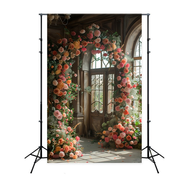 Flower Backdrop Elegant Rose Archway Window Backdrop UK BRP1-497