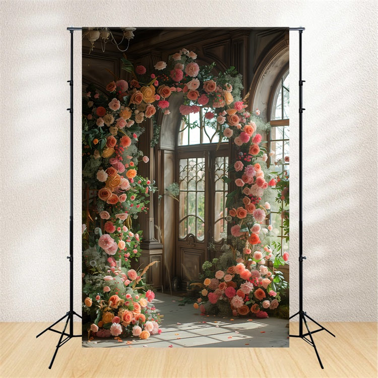 Flower Backdrop Elegant Rose Archway Window Backdrop UK BRP1-497