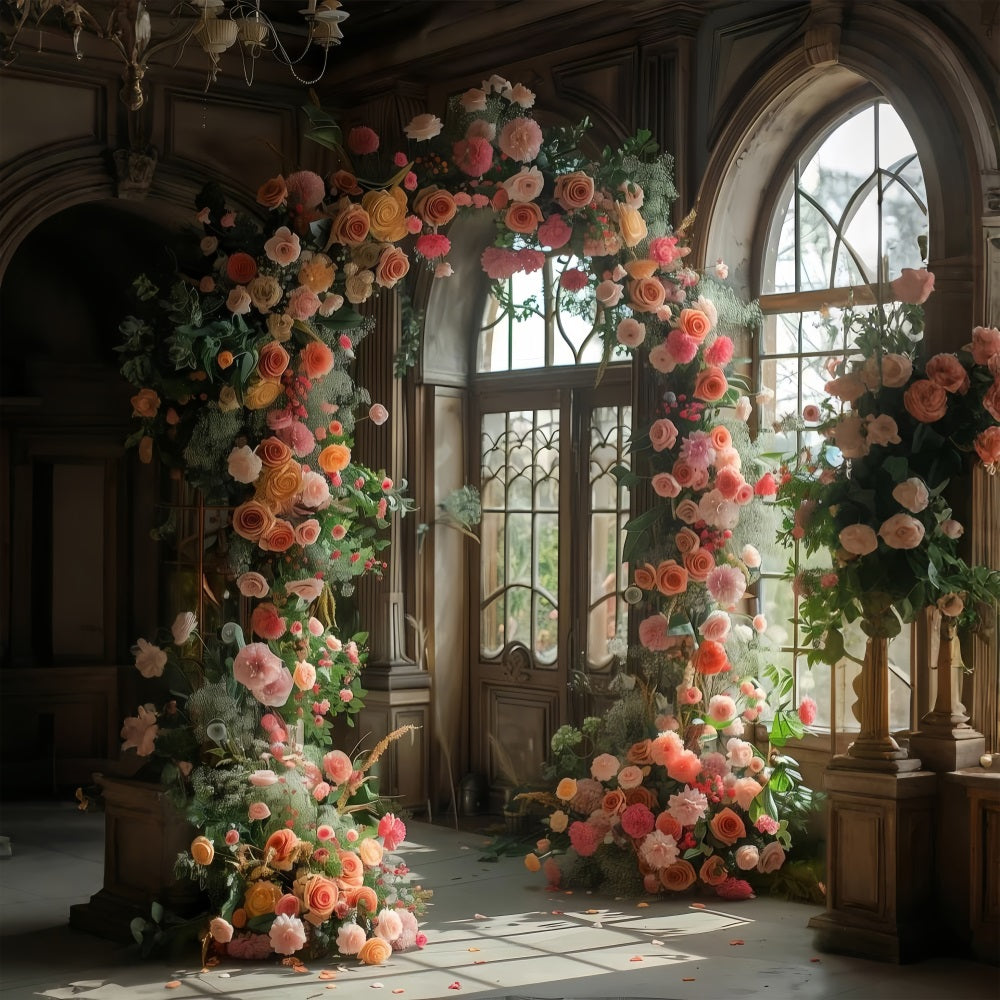 Flower Backdrop Elegant Rose Archway Window Backdrop UK BRP1-497