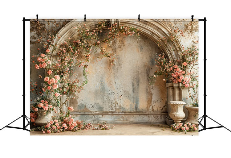 Floral Photography Backdrop Vintage Rose Arch Rustic Backdrop UK BRP1-498