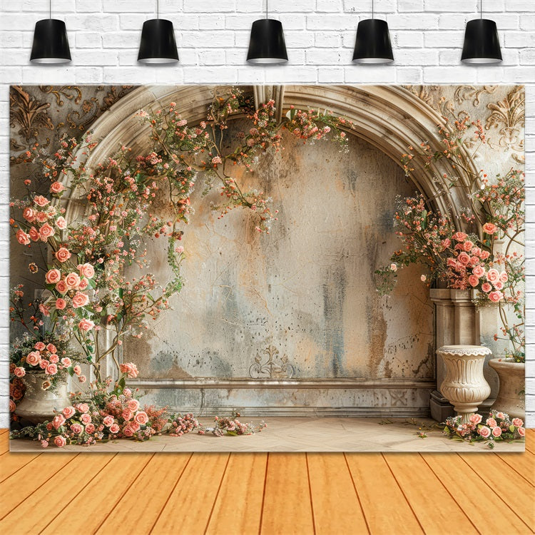 Floral Photography Backdrop Vintage Rose Arch Rustic Backdrop UK BRP1-498