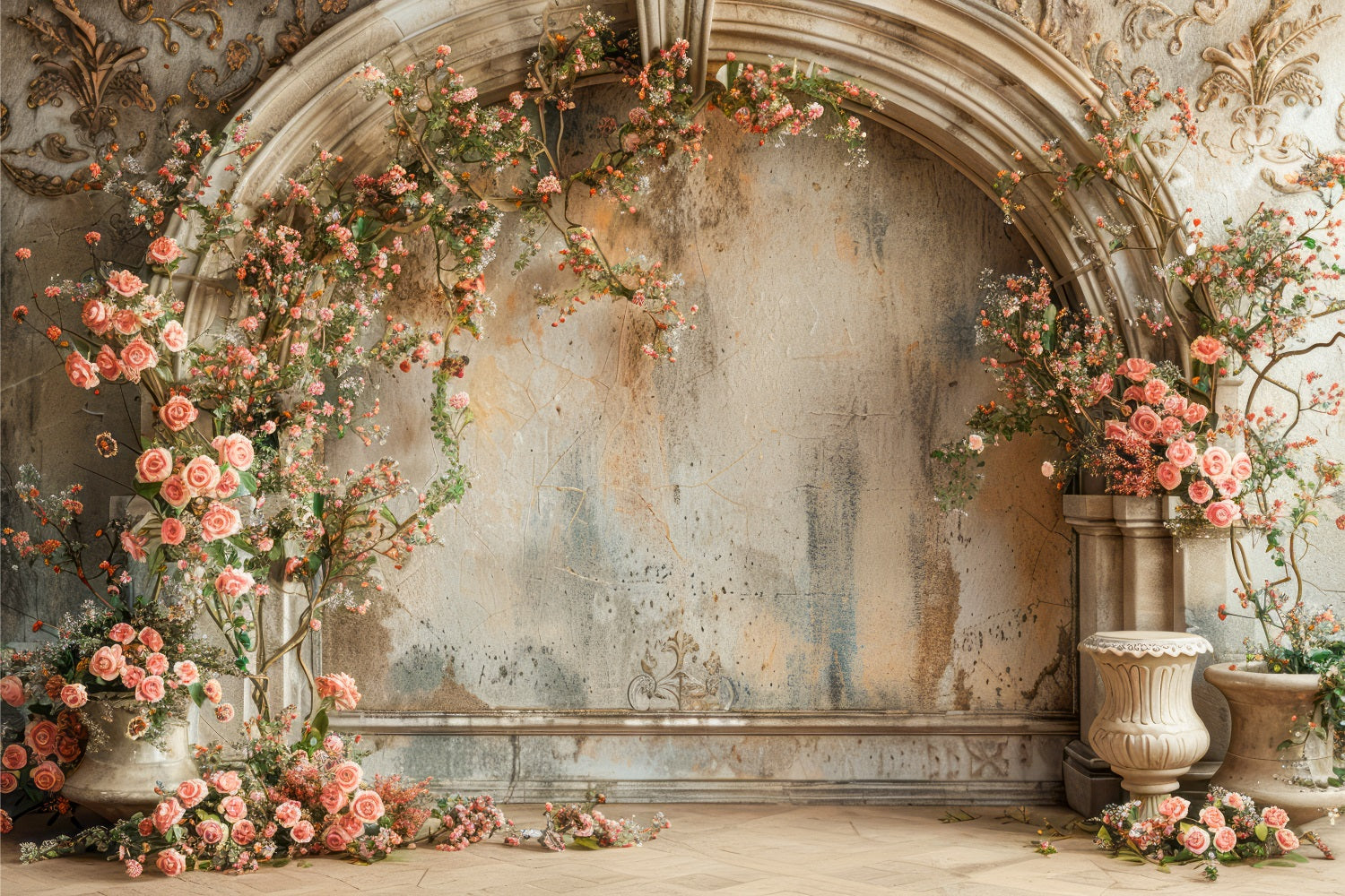 Floral Photography Backdrop Vintage Rose Arch Rustic Backdrop UK BRP1-498