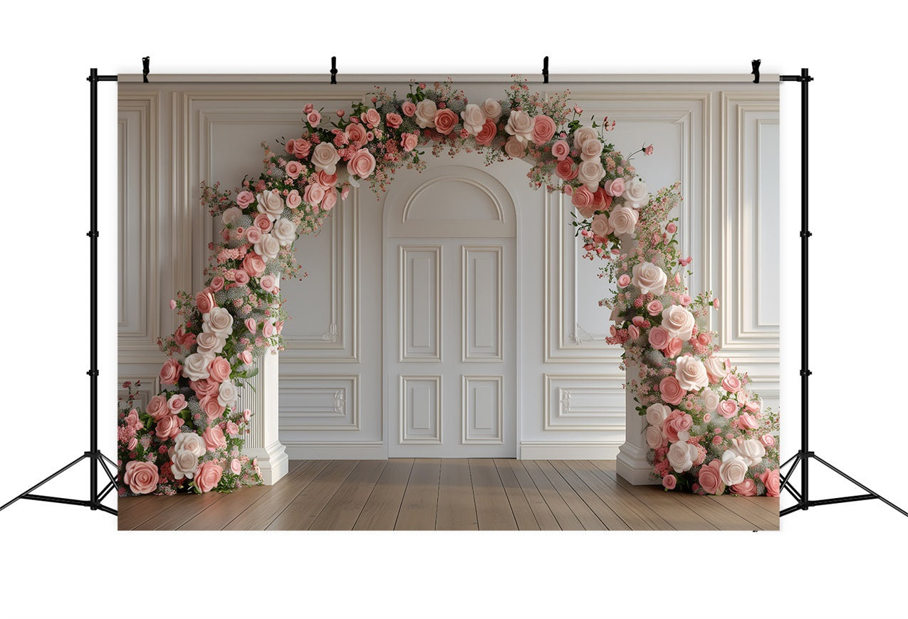 Flower Photo Backdrop Pink Rose Arch Elegance Backdrop UK BRP1-499