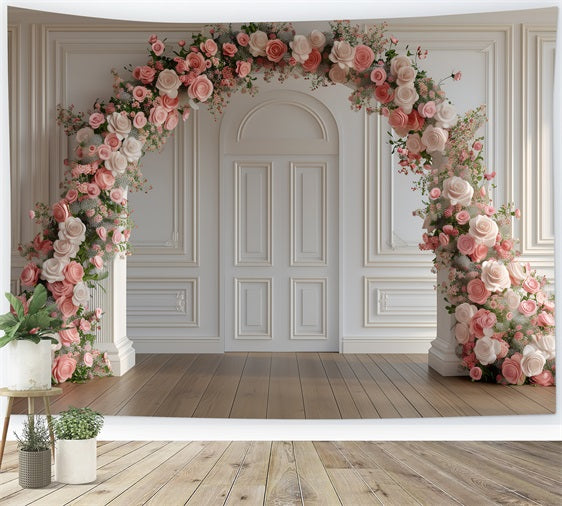 Flower Photo Backdrop Pink Rose Arch Elegance Backdrop UK BRP1-499