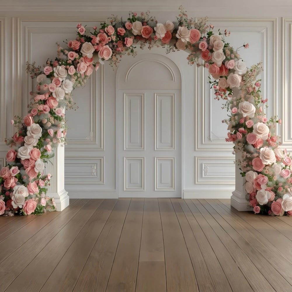 Flower Photo Backdrop Pink Rose Arch Elegance Backdrop UK BRP1-499