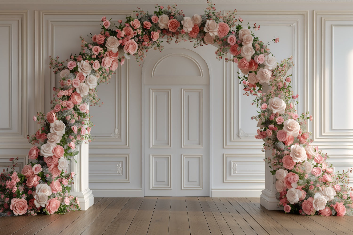 Flower Photo Backdrop Pink Rose Arch Elegance Backdrop UK BRP1-499