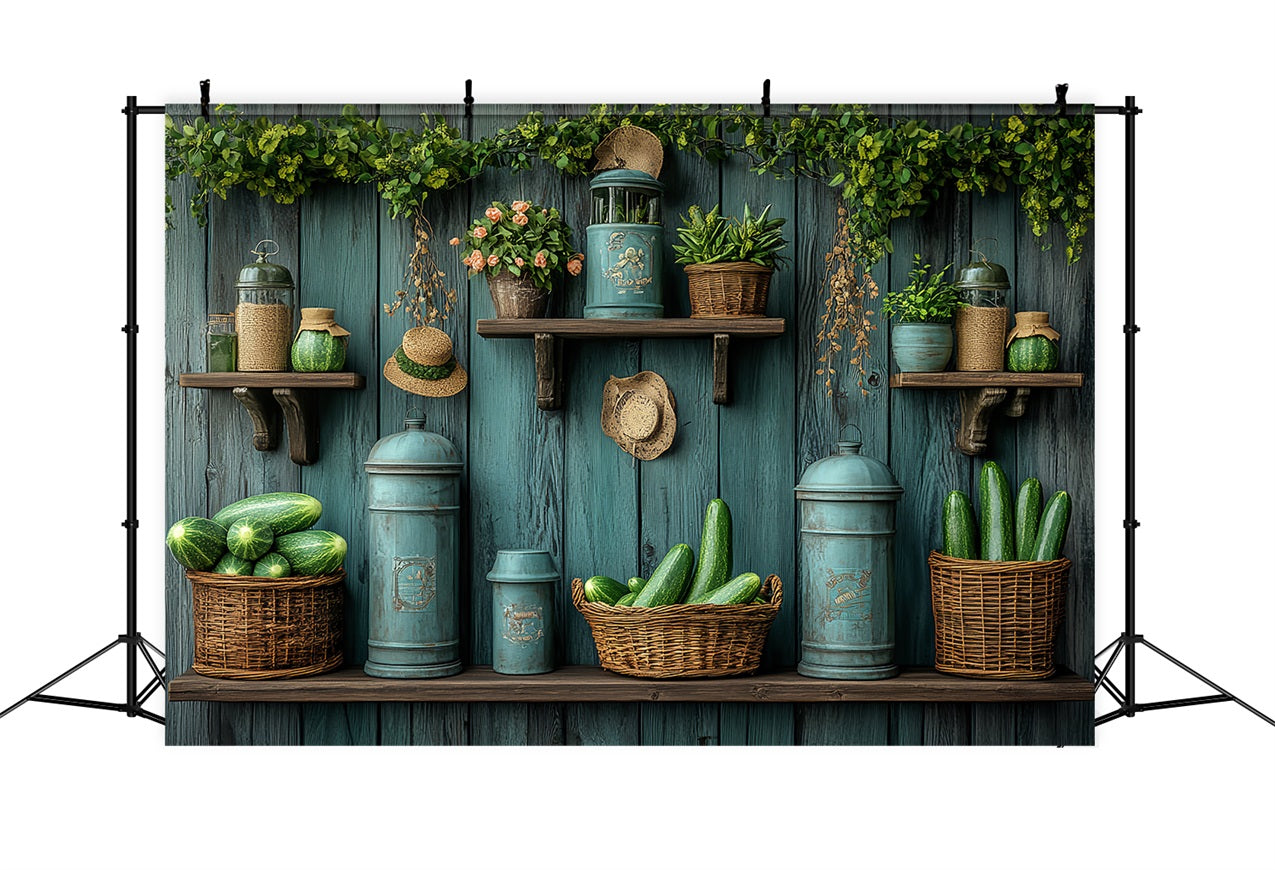 Spring Photo Backdrop Vintage Shelf Fresh Produce Backdrop UK BRP1-5