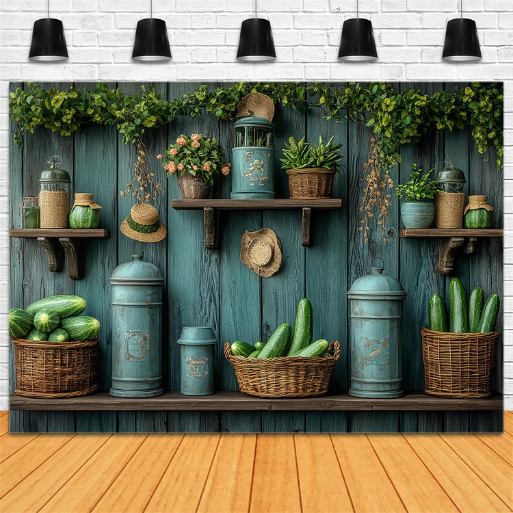 Spring Photo Backdrop Vintage Shelf Fresh Produce Backdrop UK BRP1-5