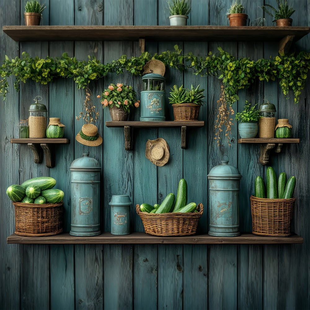 Spring Photo Backdrop Vintage Shelf Fresh Produce Backdrop UK BRP1-5