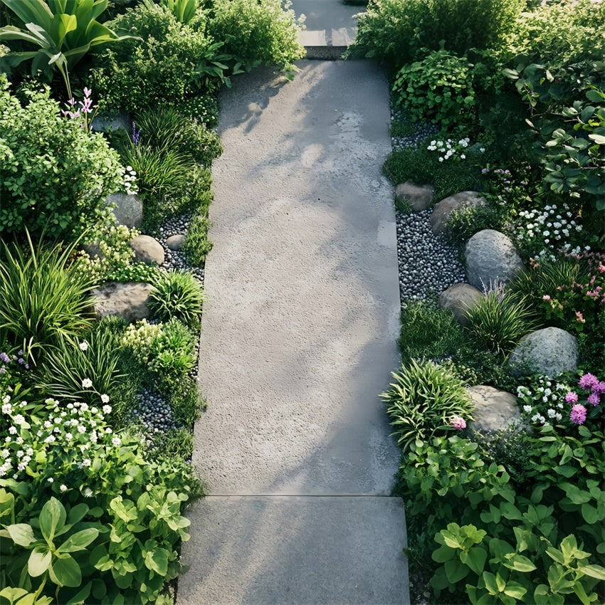 Floor Backdrop Photography Concrete Walkway Greenery Pebbles Floor Backdrop UK BRP1-50