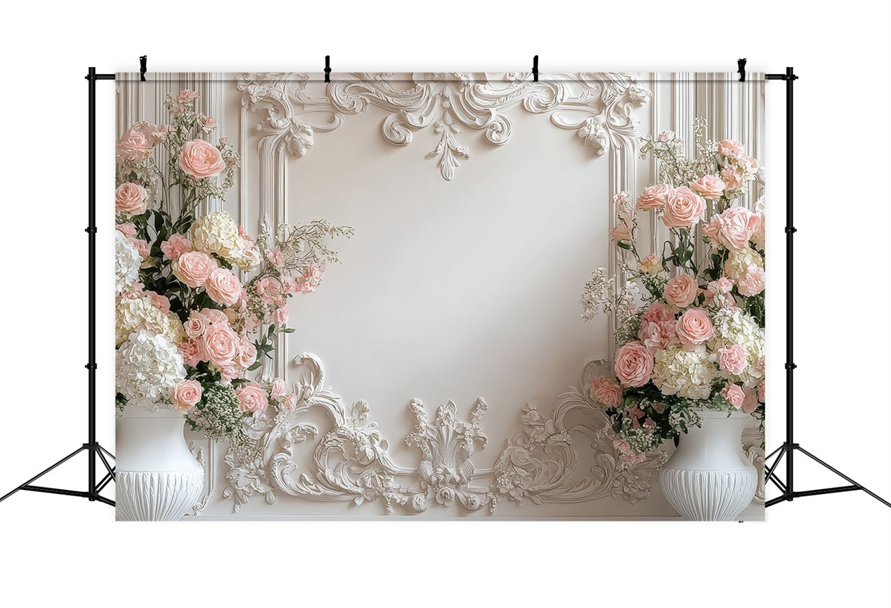 Floral Photography Backdrops Baroque Cream Rose Backdrop UK BRP1-506