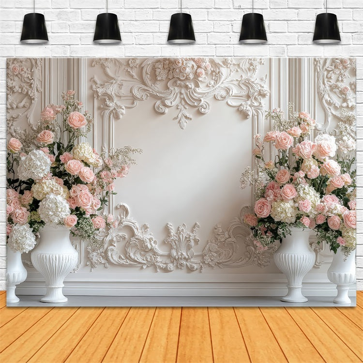 Floral Photography Backdrops Baroque Cream Rose Backdrop UK BRP1-506