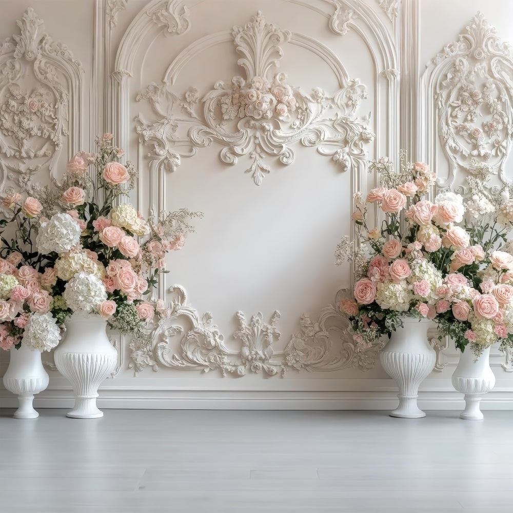 Floral Photography Backdrops Baroque Cream Rose Backdrop UK BRP1-506