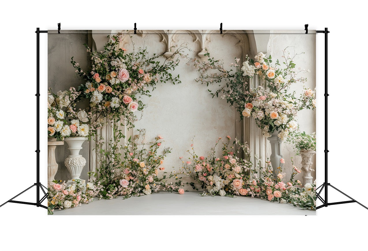 Flower Photo Backdrop Rustic Setting Rose Arch Backdrop UK BRP1-507