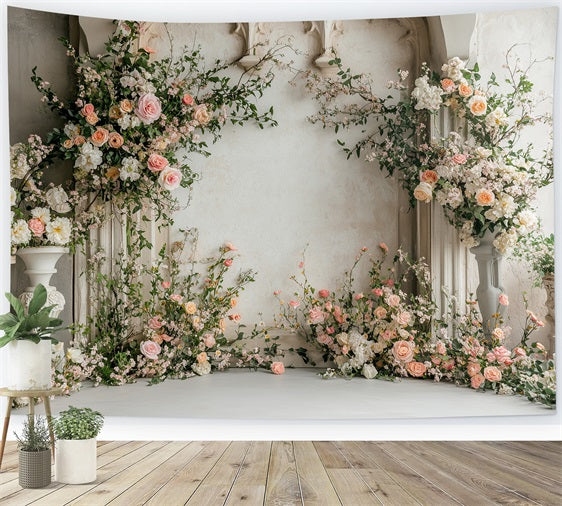 Flower Photo Backdrop Rustic Setting Rose Arch Backdrop UK BRP1-507