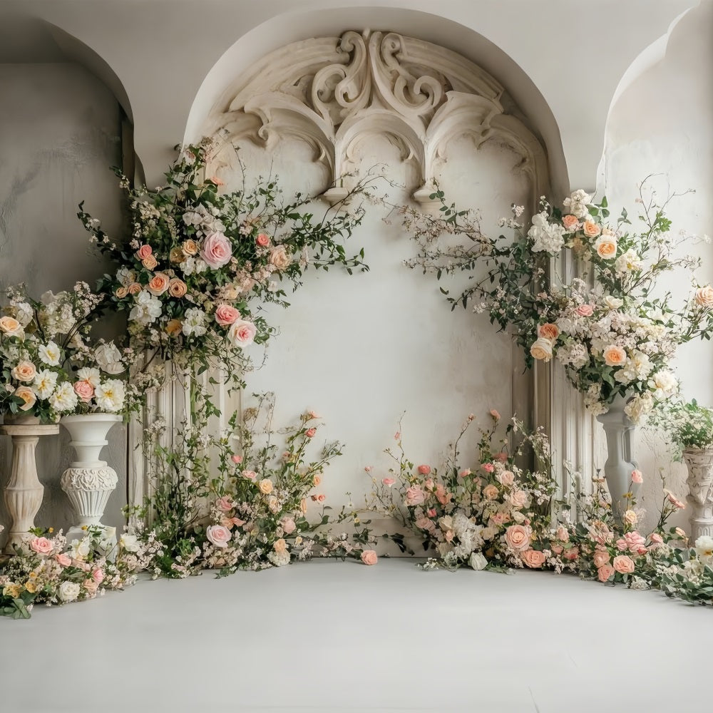 Flower Photo Backdrop Rustic Setting Rose Arch Backdrop UK BRP1-507