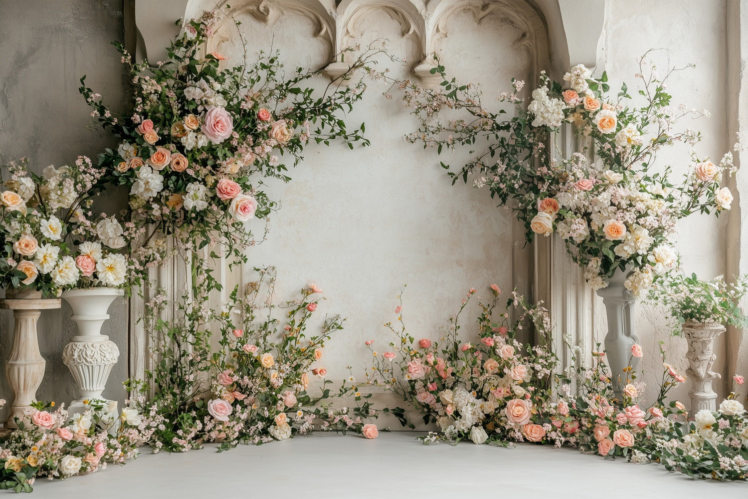 Flower Photo Backdrop Rustic Setting Rose Arch Backdrop UK BRP1-507