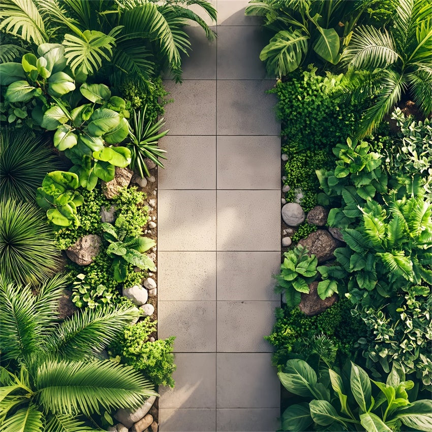 Backdrop With Floor Stone Pathway Greenery Surrounding Floor Backdrop UK BRP1-51