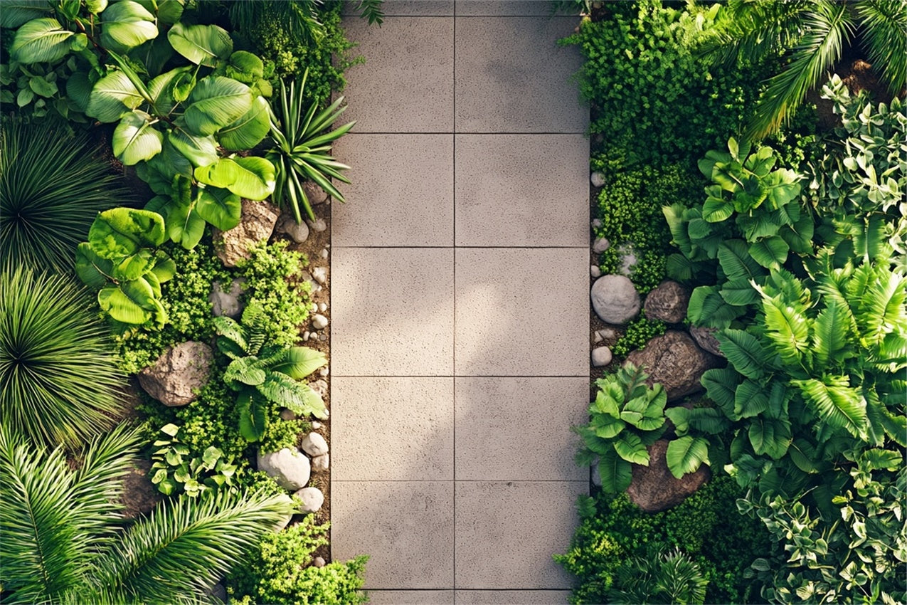 Backdrop With Floor Stone Pathway Greenery Surrounding Floor Backdrop UK BRP1-51