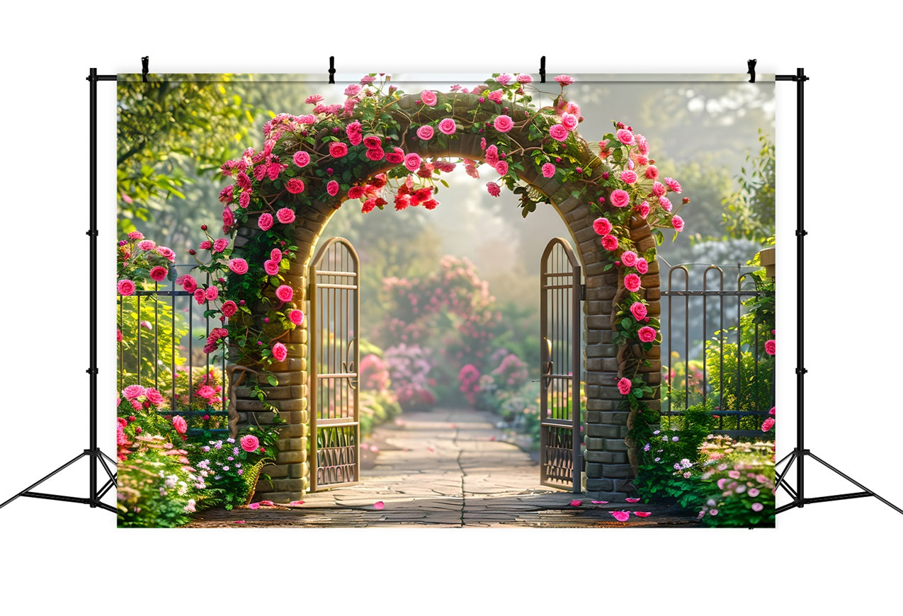 Floral Photography Backdrops Rose-Covered Arch Entrance Backdrop UK BRP1-512