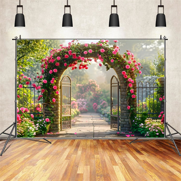 Floral Photography Backdrops Rose-Covered Arch Entrance Backdrop UK BRP1-512