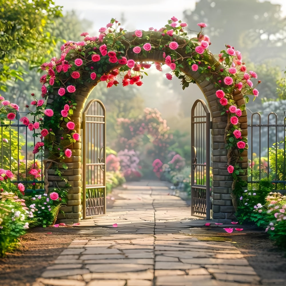 Floral Photography Backdrops Rose-Covered Arch Entrance Backdrop UK BRP1-512