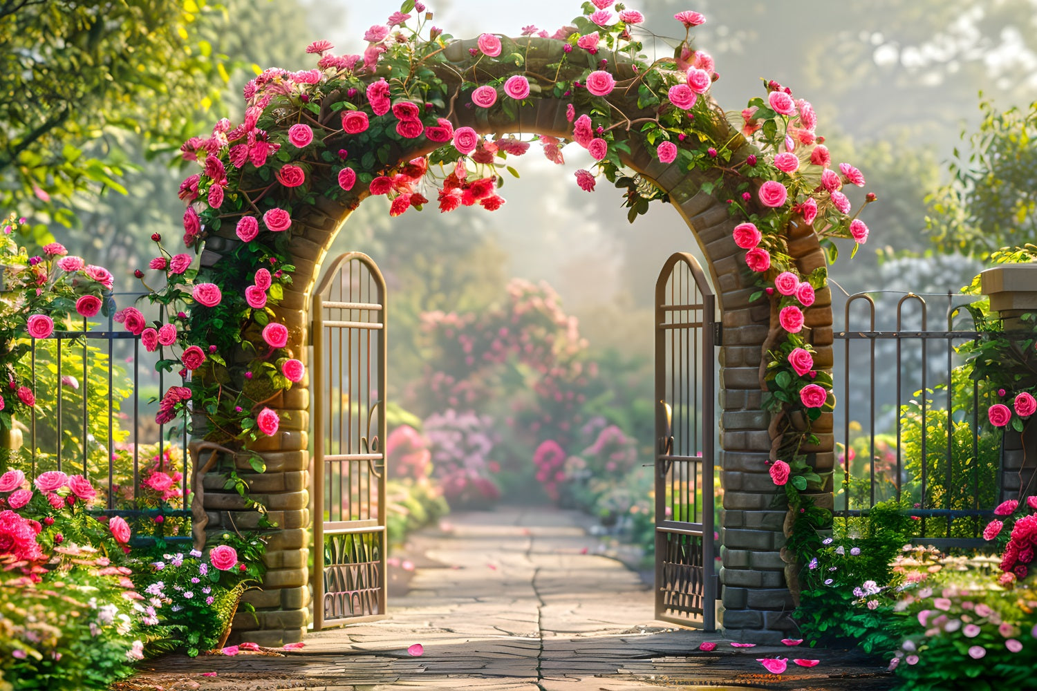 Floral Photography Backdrops Rose-Covered Arch Entrance Backdrop UK BRP1-512