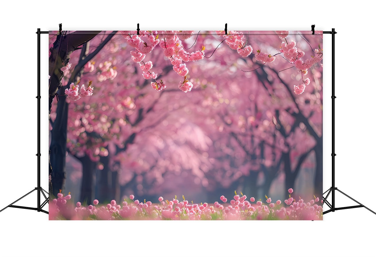 Floral Backdrops Cherry Blossom Pathway Photography Backdrop UK BRP1-519