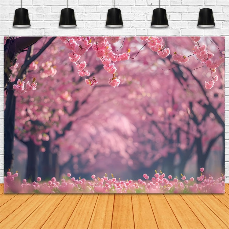 Floral Backdrops Cherry Blossom Pathway Photography Backdrop UK BRP1-519