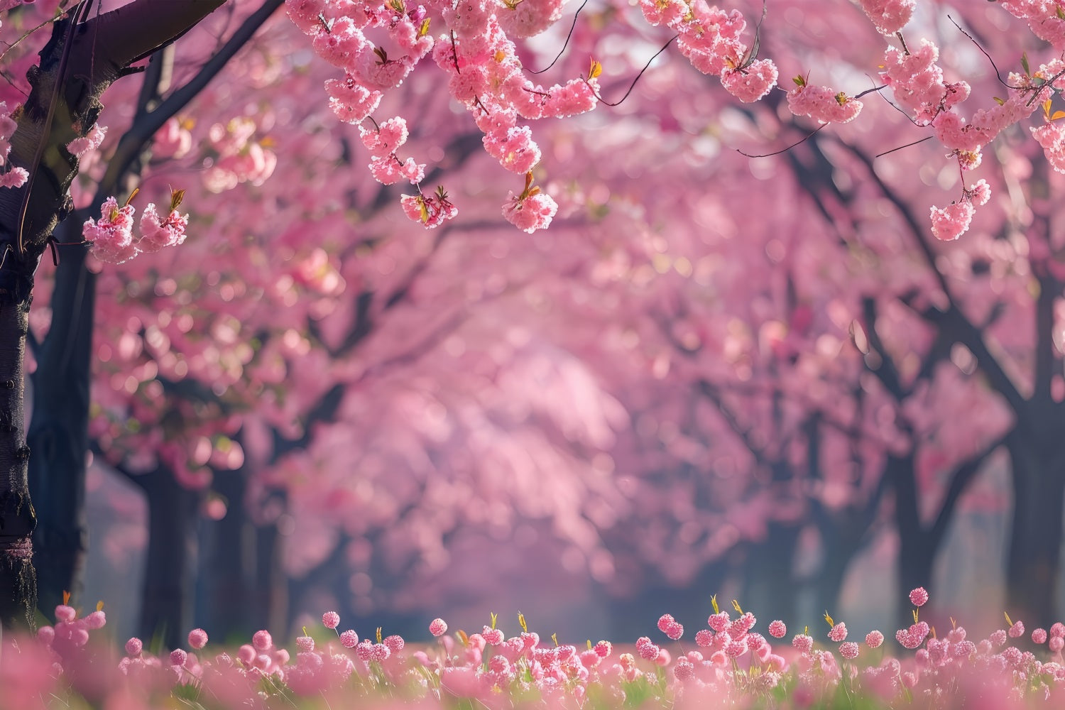 Floral Backdrops Cherry Blossom Pathway Photography Backdrop UK BRP1-519