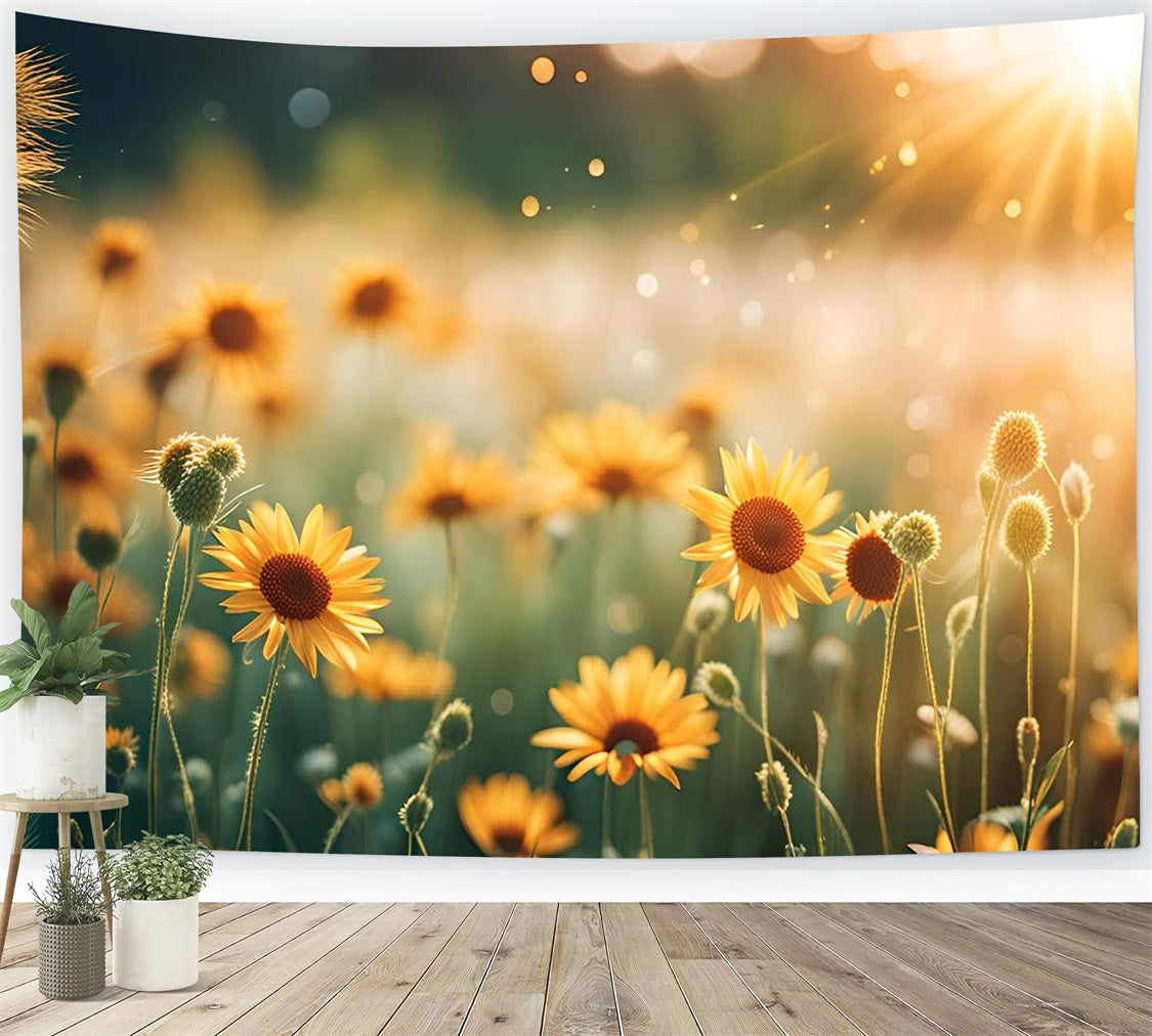 Floral Photo Backdrops Sunshine Wildflowers Field Backdrop UK BRP1-520