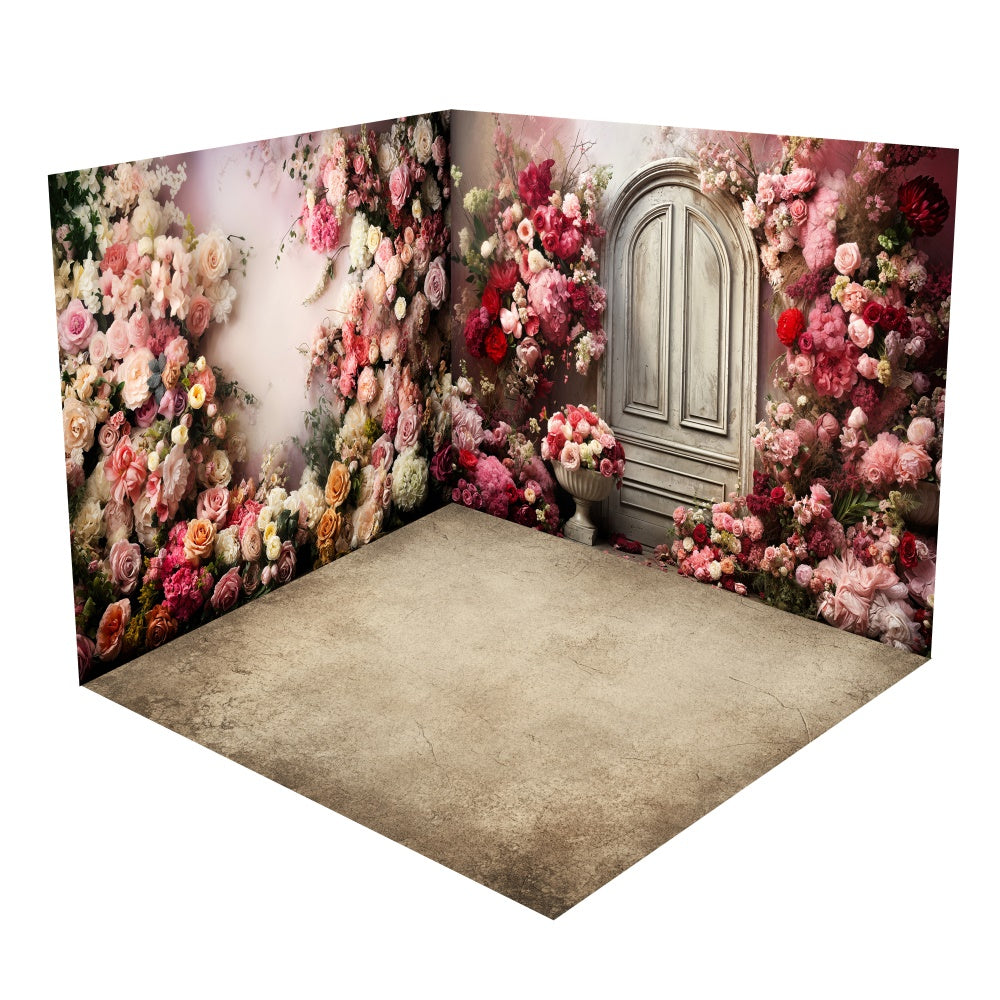 Romantic Floral Arch Vintage Door Backdrop Room Set UK BRP1-59