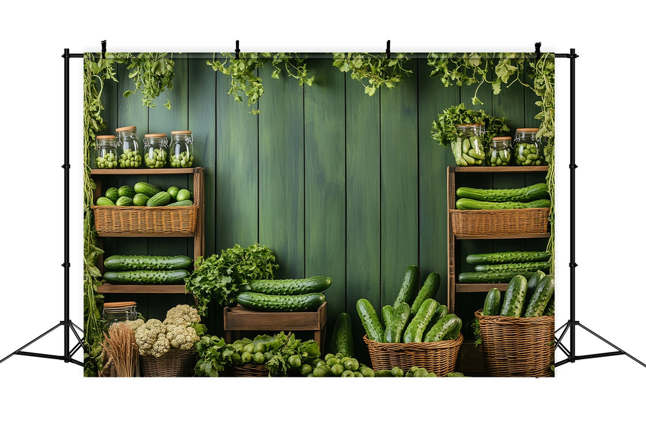 Spring Photo Backdrops Fresh Green Cucumbers Shelves Backdrop UK BRP1-6