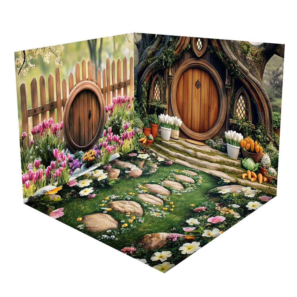 Easter Treehouse Cottage Floral Decor Backdrop Room Set UK BRP1-77